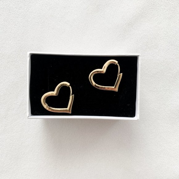Anthropologie Jewelry - Anthropologie Heart Shaped Hoop Earrings